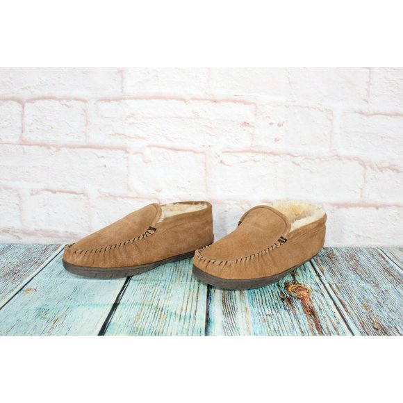 Staheekum Trapper Brown Suede Shearling Lined Moccasins Boots Slippers Sz 9 - Picture 2 of 9